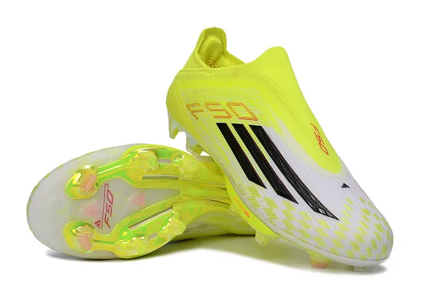 Adidas Amarelo Branco Baixo Ajuste Meia Superior Neón Sintético Tricô Solo Firme Sapatos de Futebol 3