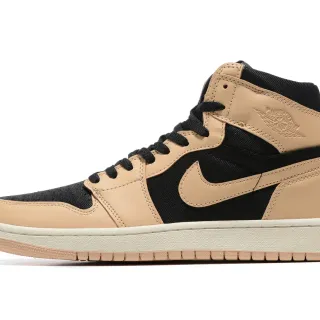 Air Jordan 1 米白黑 高帮 皮革-纺织面料 篮球鞋