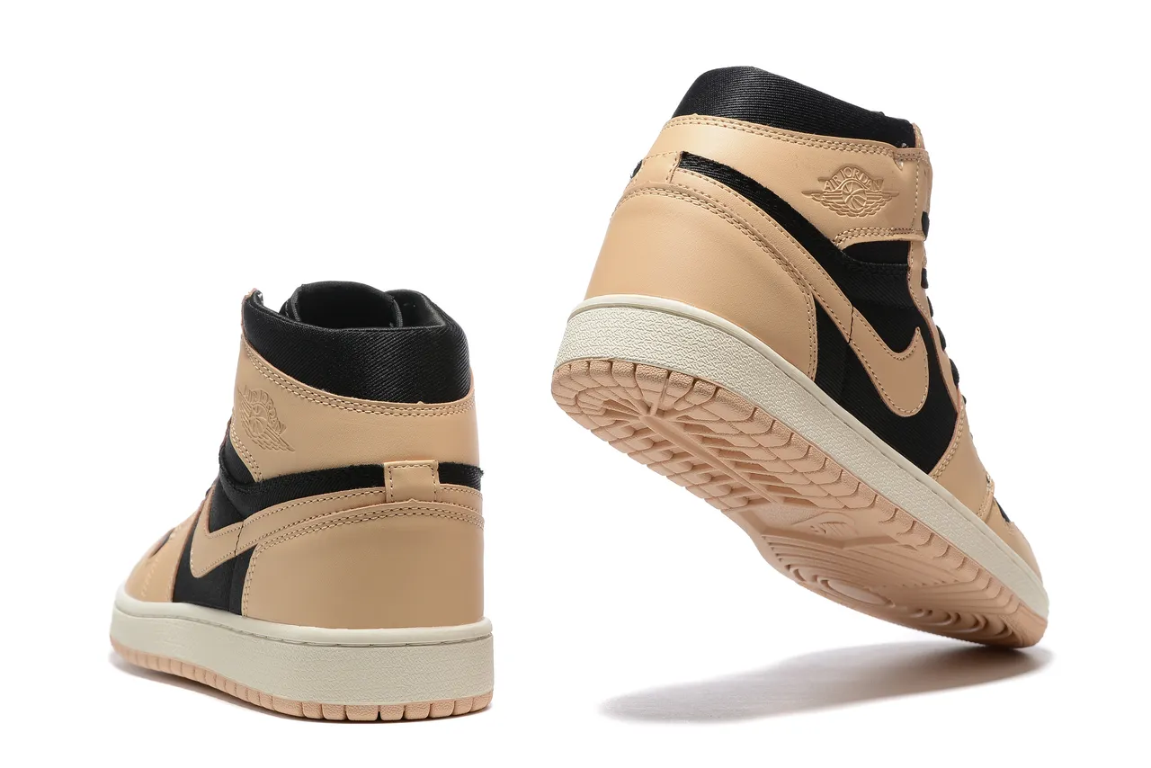 Air Jordan 1 بيج أسود أحذية كرة السلة عالية الارتفاع من الجلد والنسيج العلوي 2