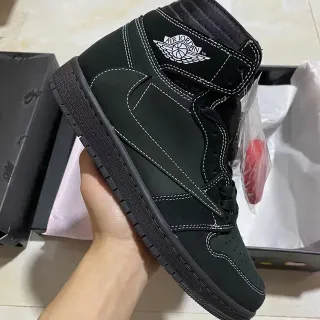 Air Jordan 1 काले और सफेद हाई-टॉप साबर और लेदर बास्केटबॉल जूते