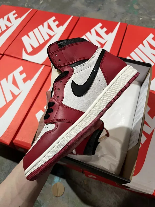 Air Jordan 1 Burdeos Blanco Negro Zapatos de Baloncesto 3