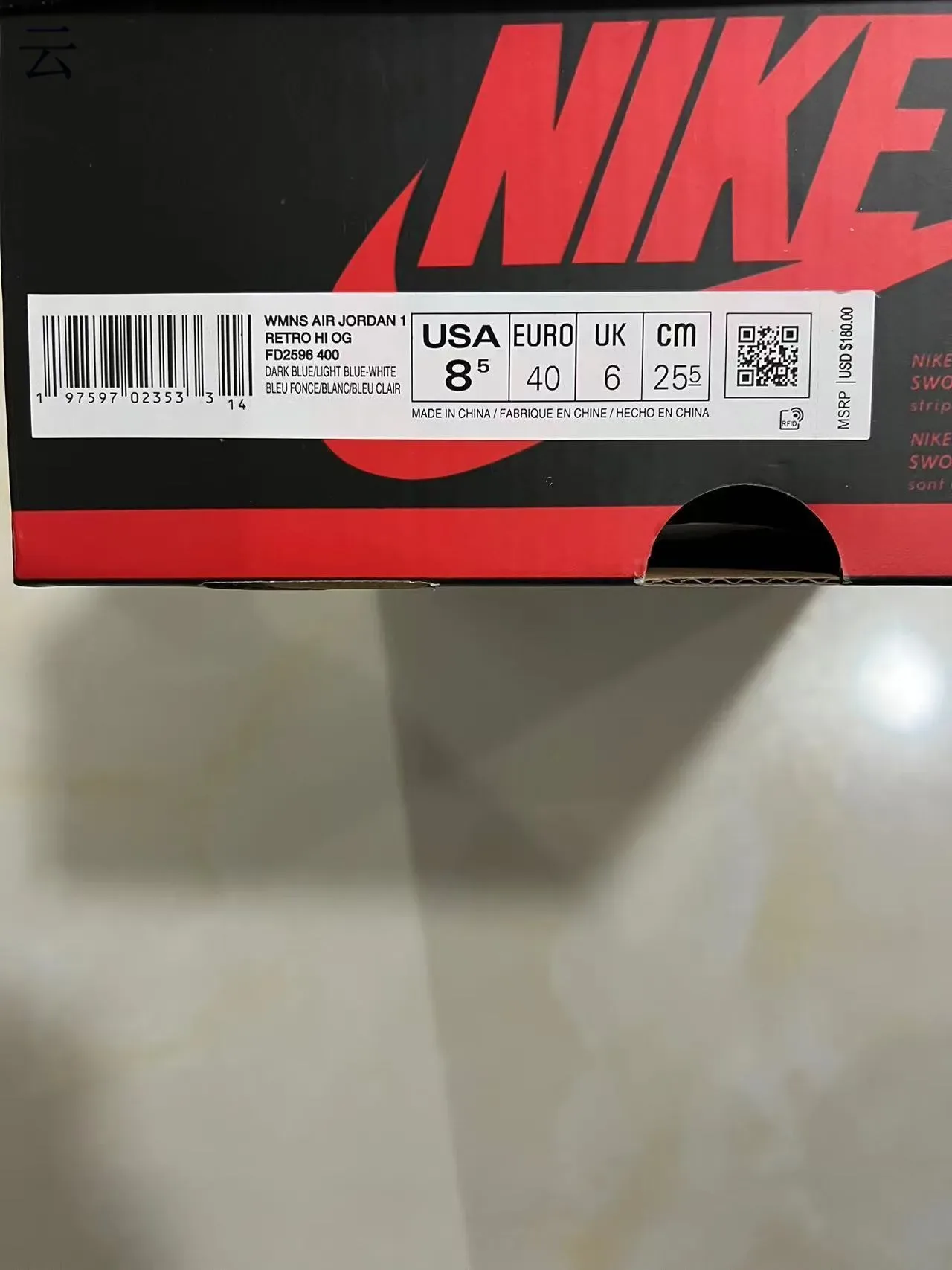 Air Jordan 1 High Light Blue Navy Off-White Basketball Shoes 9