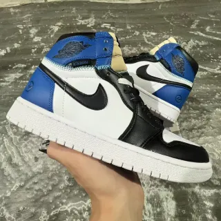 Air Jordan 1 High أحذية كرة السلة أبيض أسود أزرق ملكي