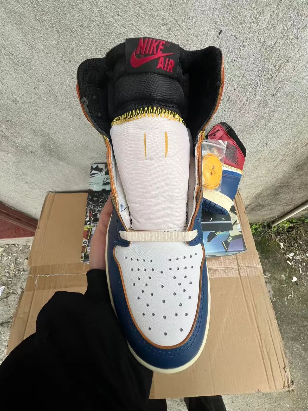 Air Jordan 1 Union Los Angeles Navy White Red Tênis de Basquete 3