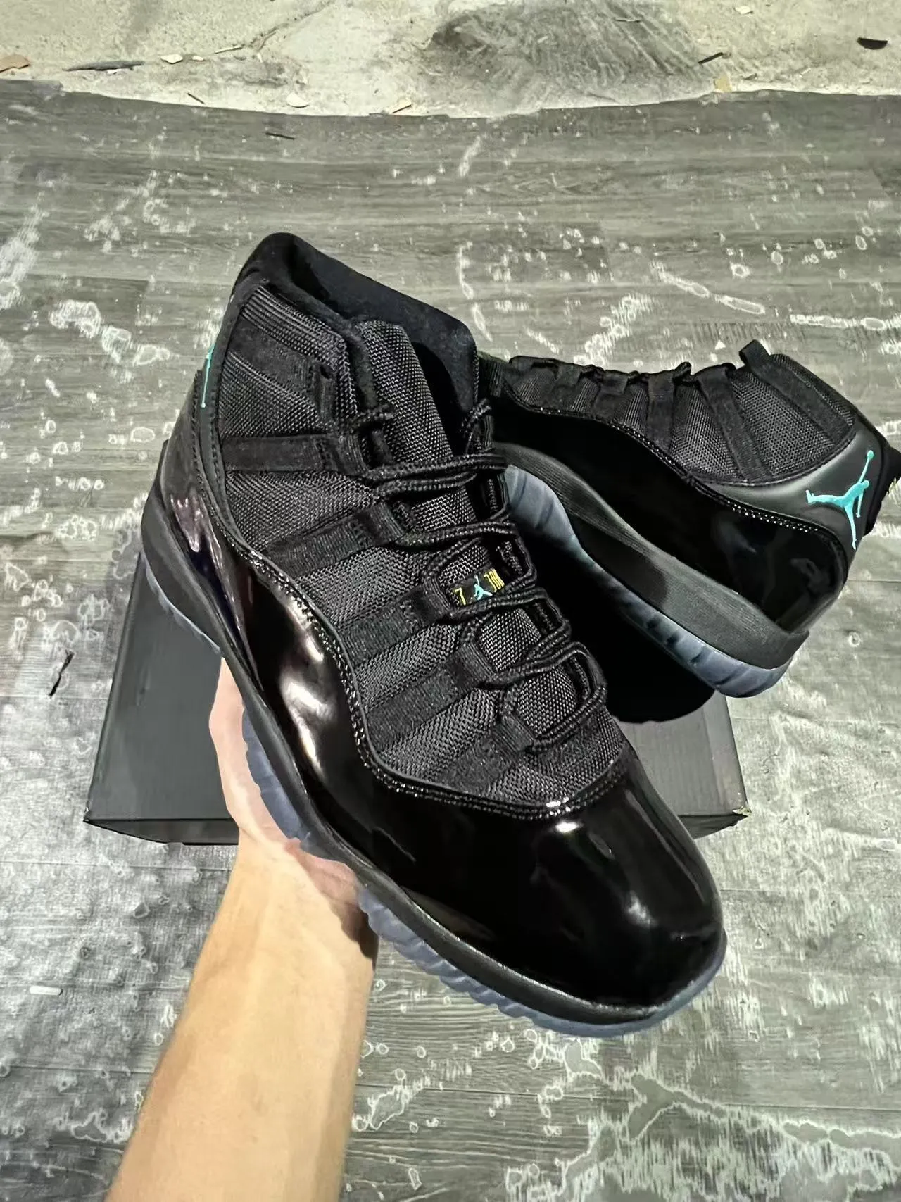 Tênis de basquete Air Jordan 11 Jumpman preto turquesa 2