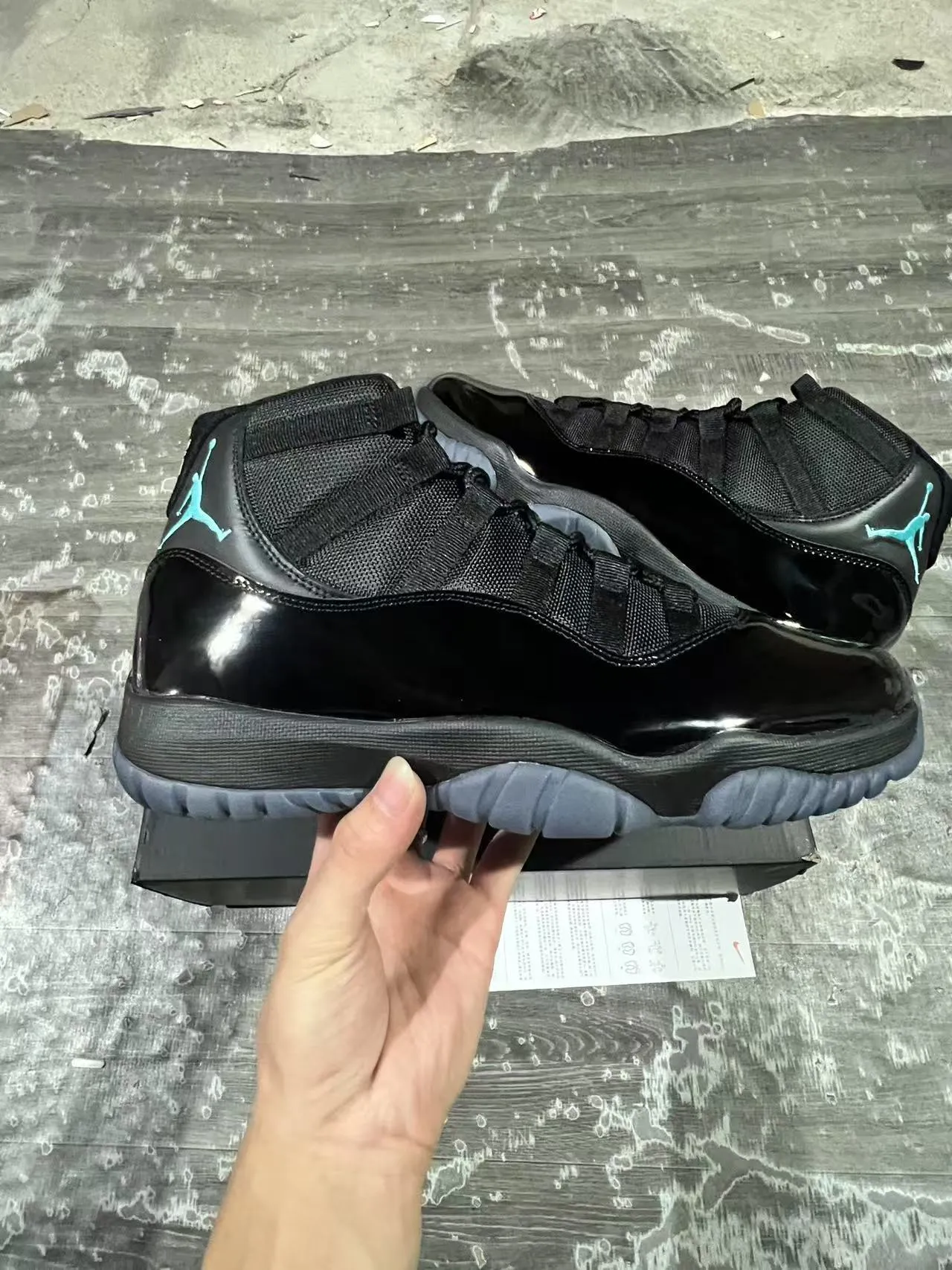 Tênis de basquete Air Jordan 11 Jumpman preto turquesa 7