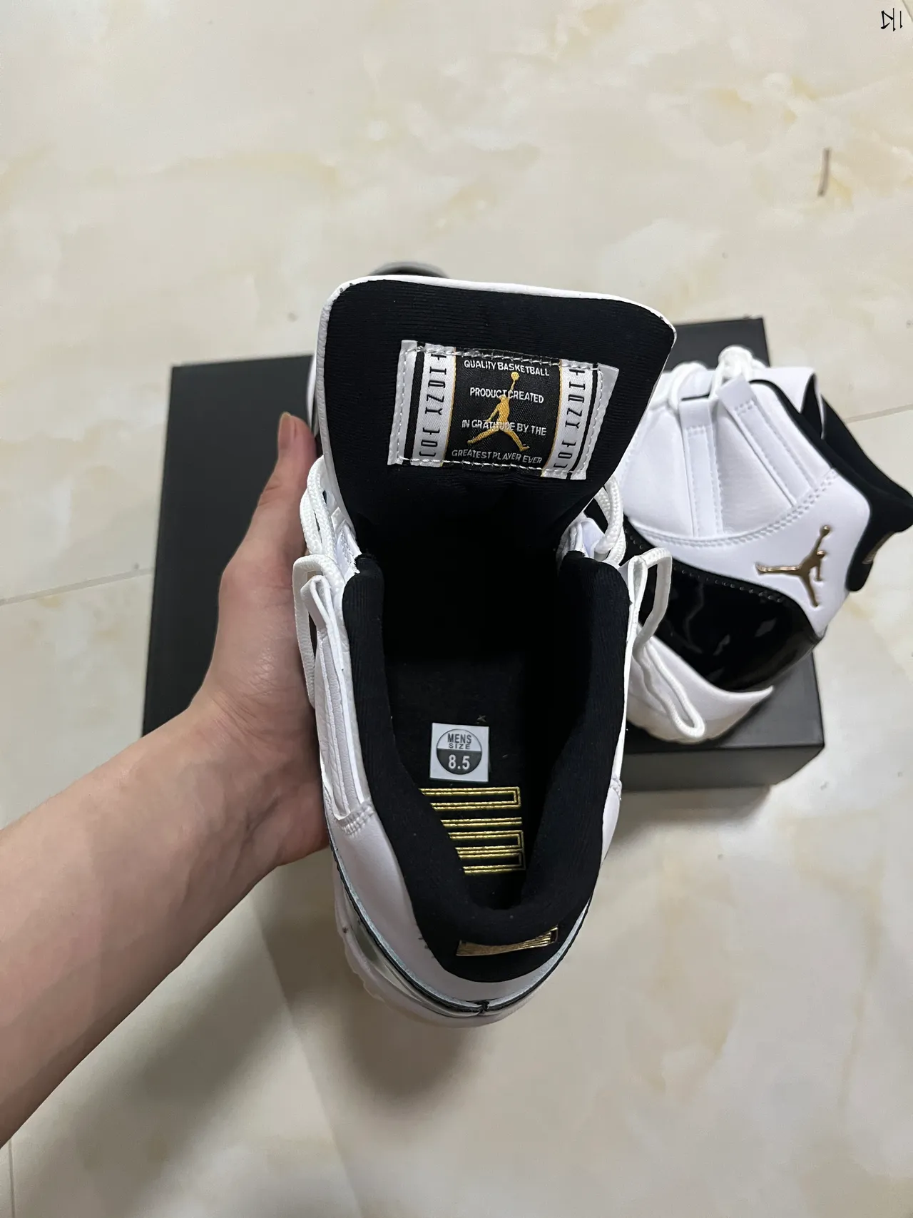 Air Jordan 11 White Black Gold Basketball Shoes 11