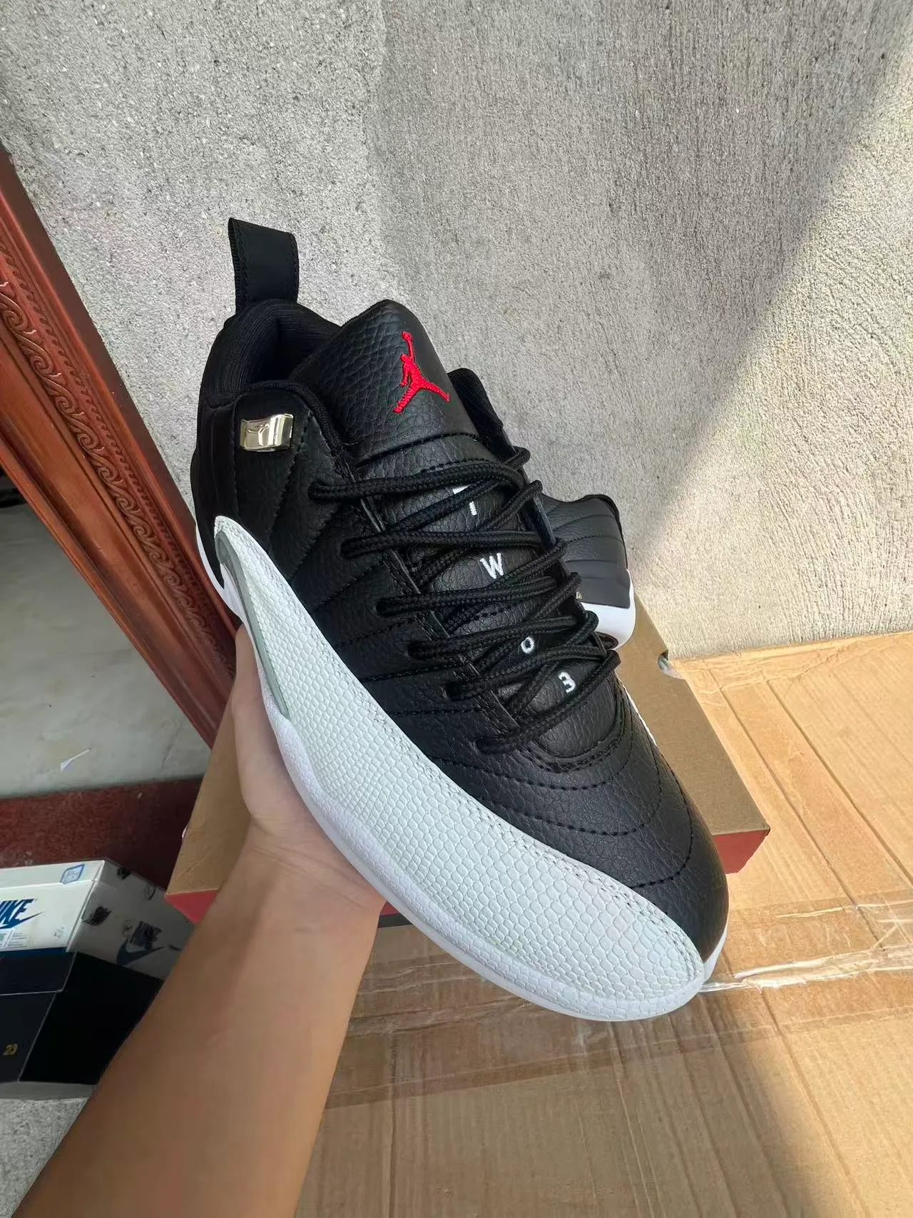 Zapatillas de baloncesto Air Jordan 12 negro blanco gris 2