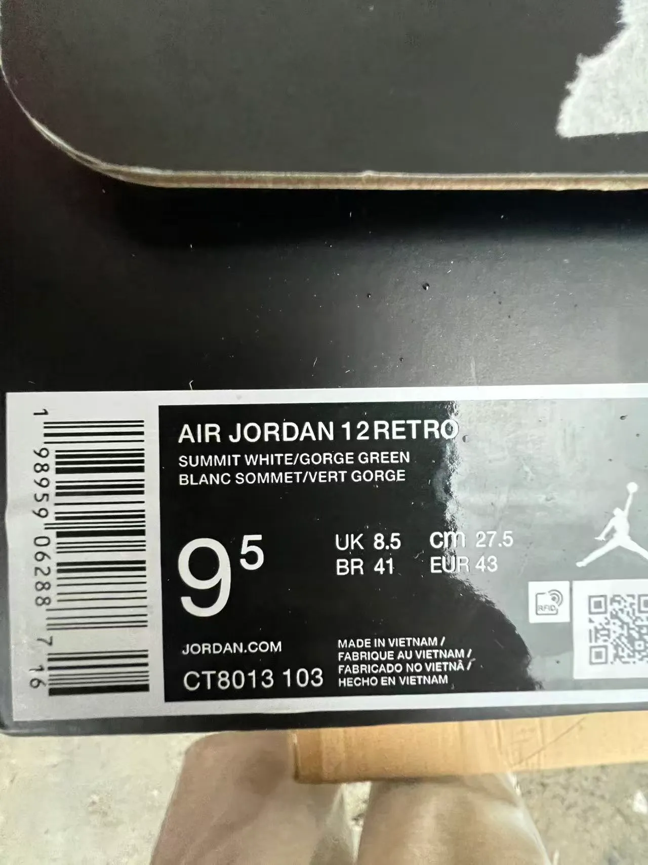 حذاء كرة السلة Air Jordan 12 أبيض وأخضر قزحي 10