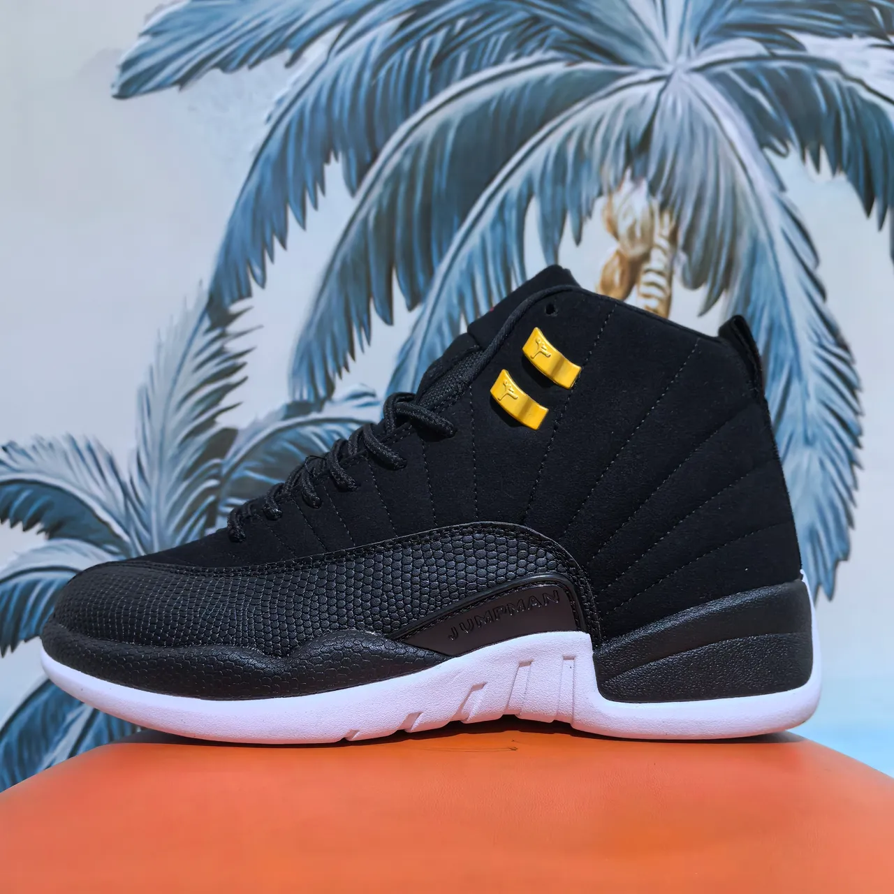 Zapatillas de baloncesto Air Jordan 12 de piel de serpiente blanco y morado 23