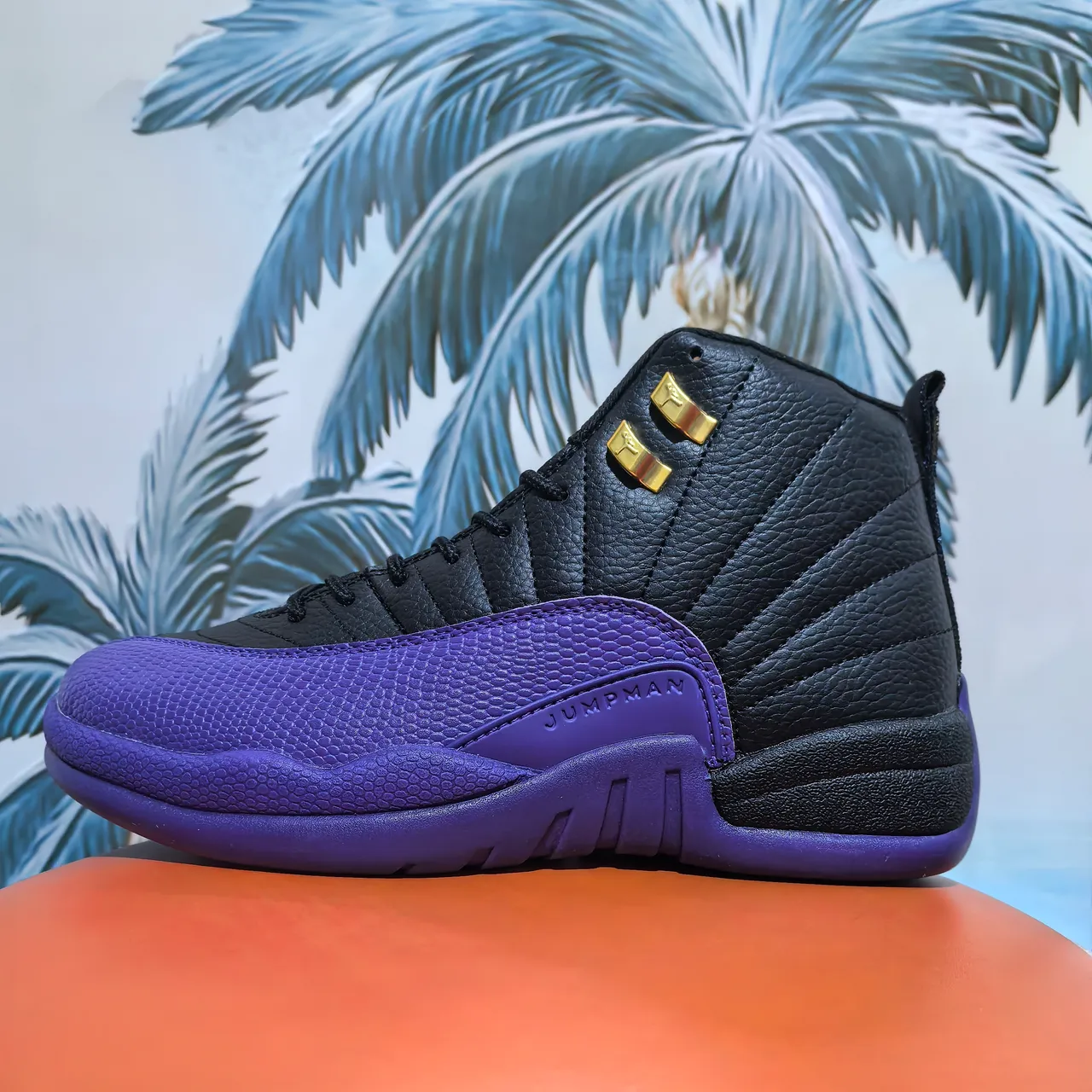Zapatillas de baloncesto Air Jordan 12 de piel de serpiente blanco y morado 24