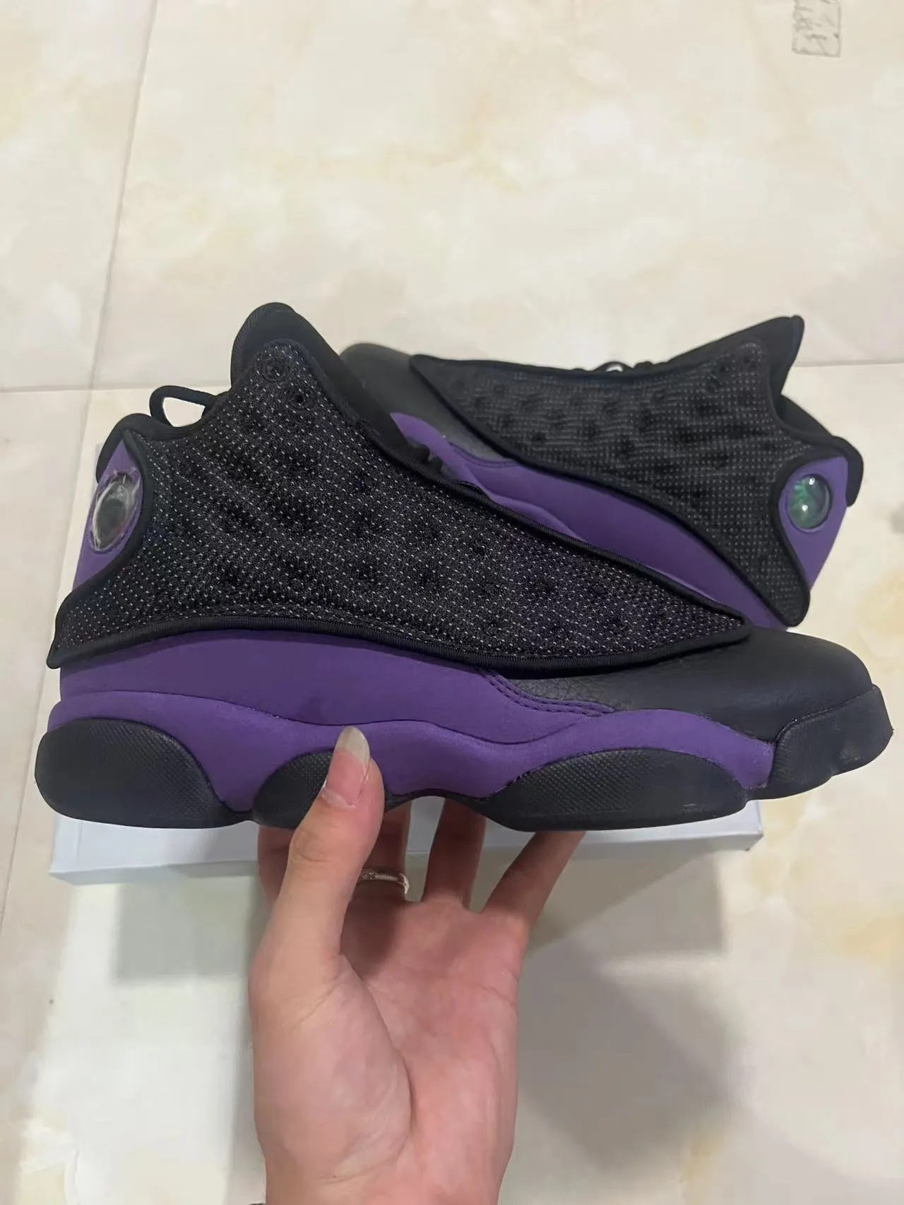 Air Jordan 13 أحذية كرة السلة أسود وبنفسجي 7