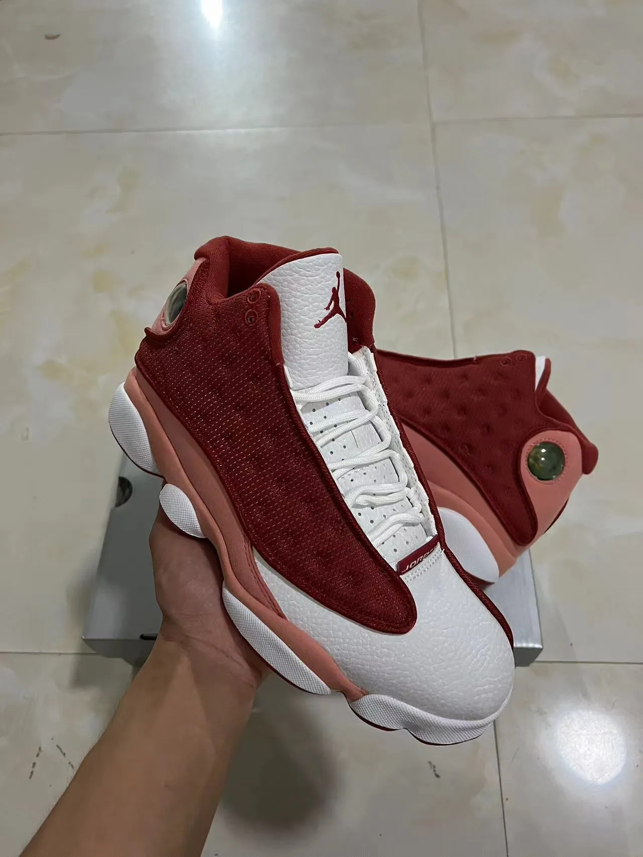 Tênis de basquete Air Jordan 13 bordô pêssego branco 8