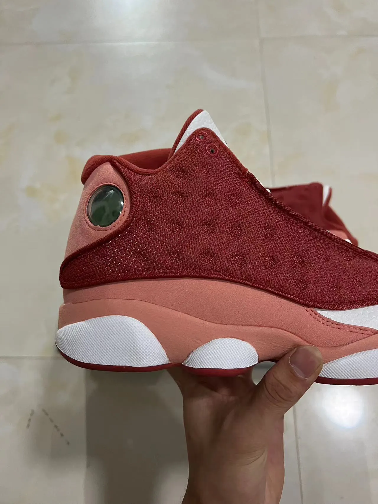 Tênis de basquete Air Jordan 13 bordô pêssego branco 10