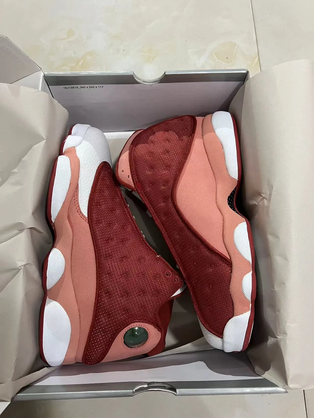 Tênis de basquete Air Jordan 13 bordô pêssego branco 6