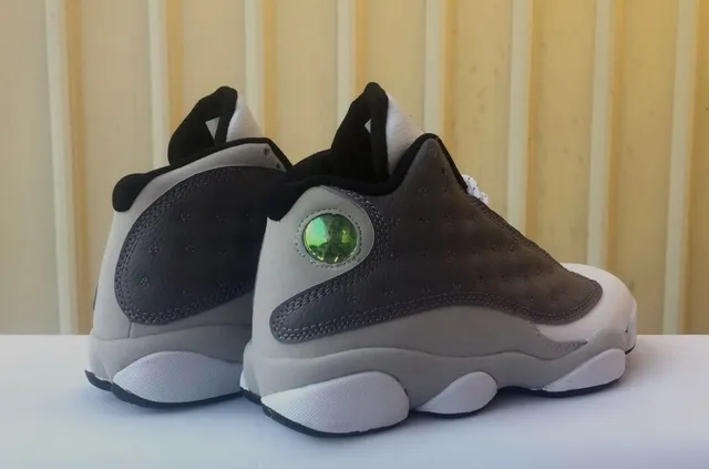 Air Jordan 13 White and Gray Perforated Nubuck Basketball Shoes 2