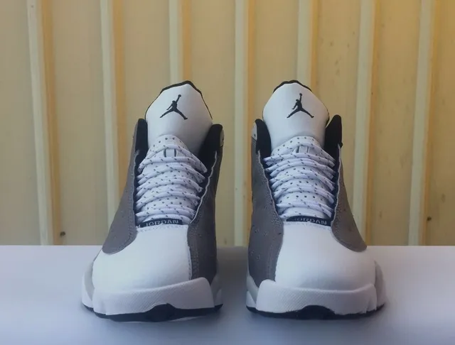 Air Jordan 13 White and Gray Perforated Nubuck Basketball Shoes 3