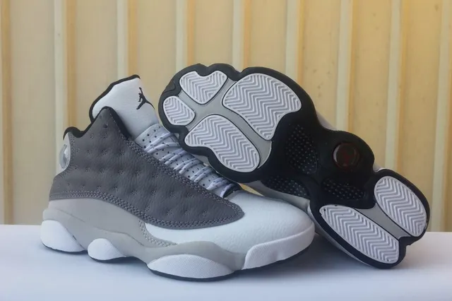 Air Jordan 13 White and Gray Perforated Nubuck Basketball Shoes 4
