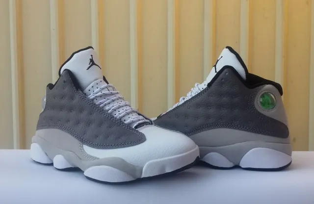 Air Jordan 13 White and Gray Perforated Nubuck Basketball Shoes 5