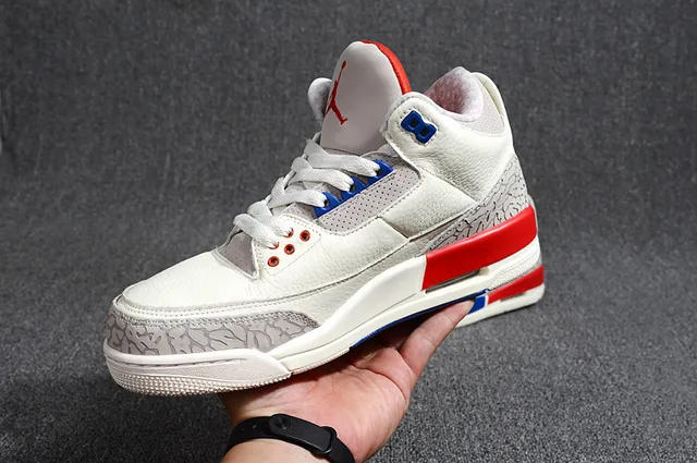 Air Jordan 3 Off-White Zapatillas de baloncesto gris rojo azul 4