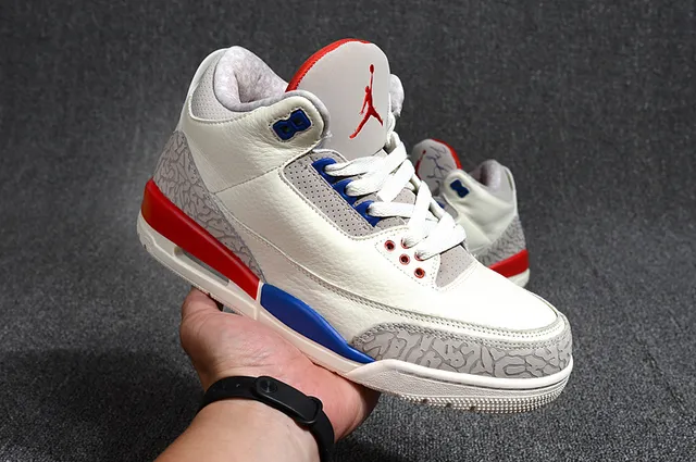 Air Jordan 3 Off-White Zapatillas de baloncesto gris rojo azul 5