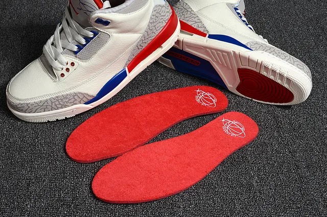 Air Jordan 3 Off-White Zapatillas de baloncesto gris rojo azul 7