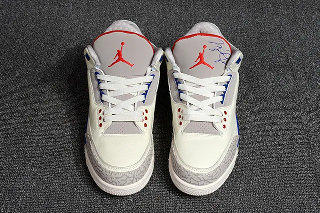 Air Jordan 3 Off-White Zapatillas de baloncesto gris rojo azul 9