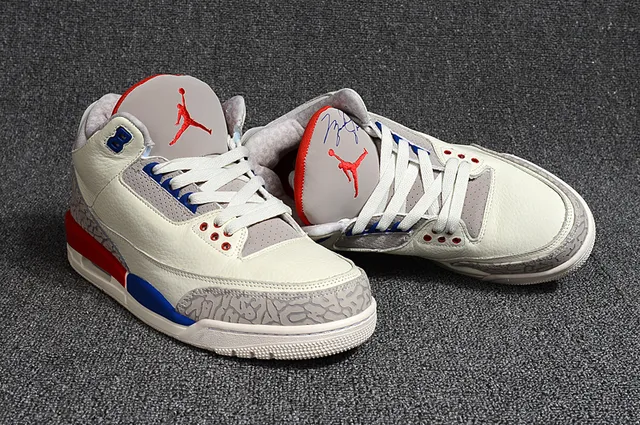 Air Jordan 3 Off-White Zapatillas de baloncesto gris rojo azul 10