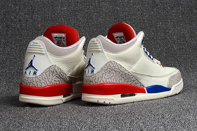 Air Jordan 3 Off-White Zapatillas de baloncesto gris rojo azul 12