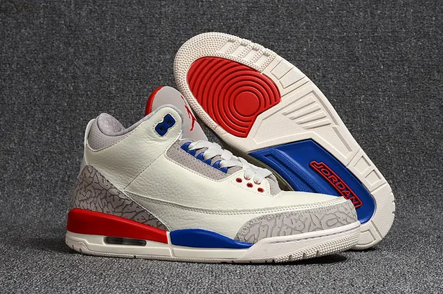 Air Jordan 3 Off-White Zapatillas de baloncesto gris rojo azul 13