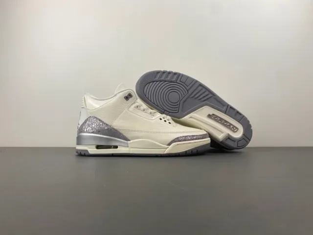 Air Jordan 3 Off-White Silver Elephant Basketball Shoes 12