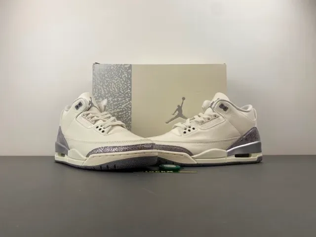 Air Jordan 3 Off-White Silver Elephant Basketball Shoes 13