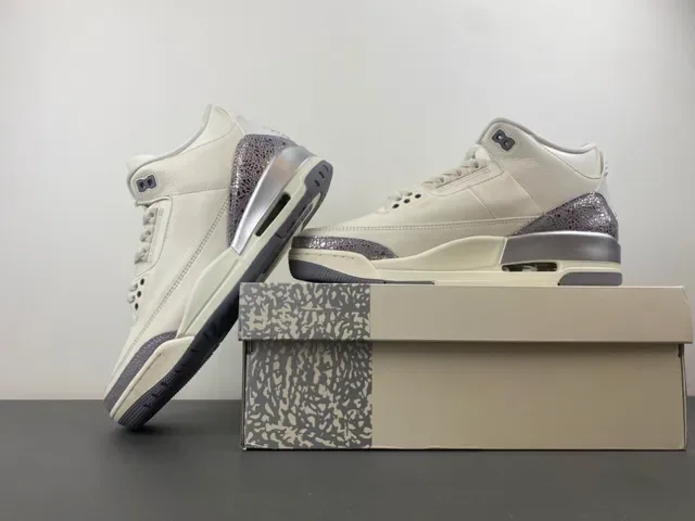Air Jordan 3 Off-White Silver Elephant Basketball Shoes 14