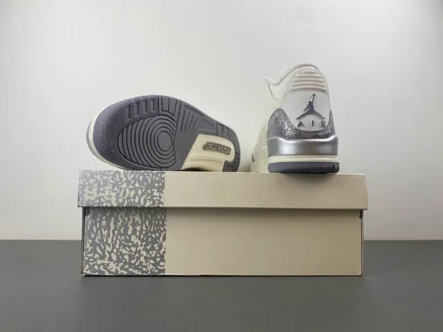 Air Jordan 3 Off-White Silver Elephant Basketball Shoes 16
