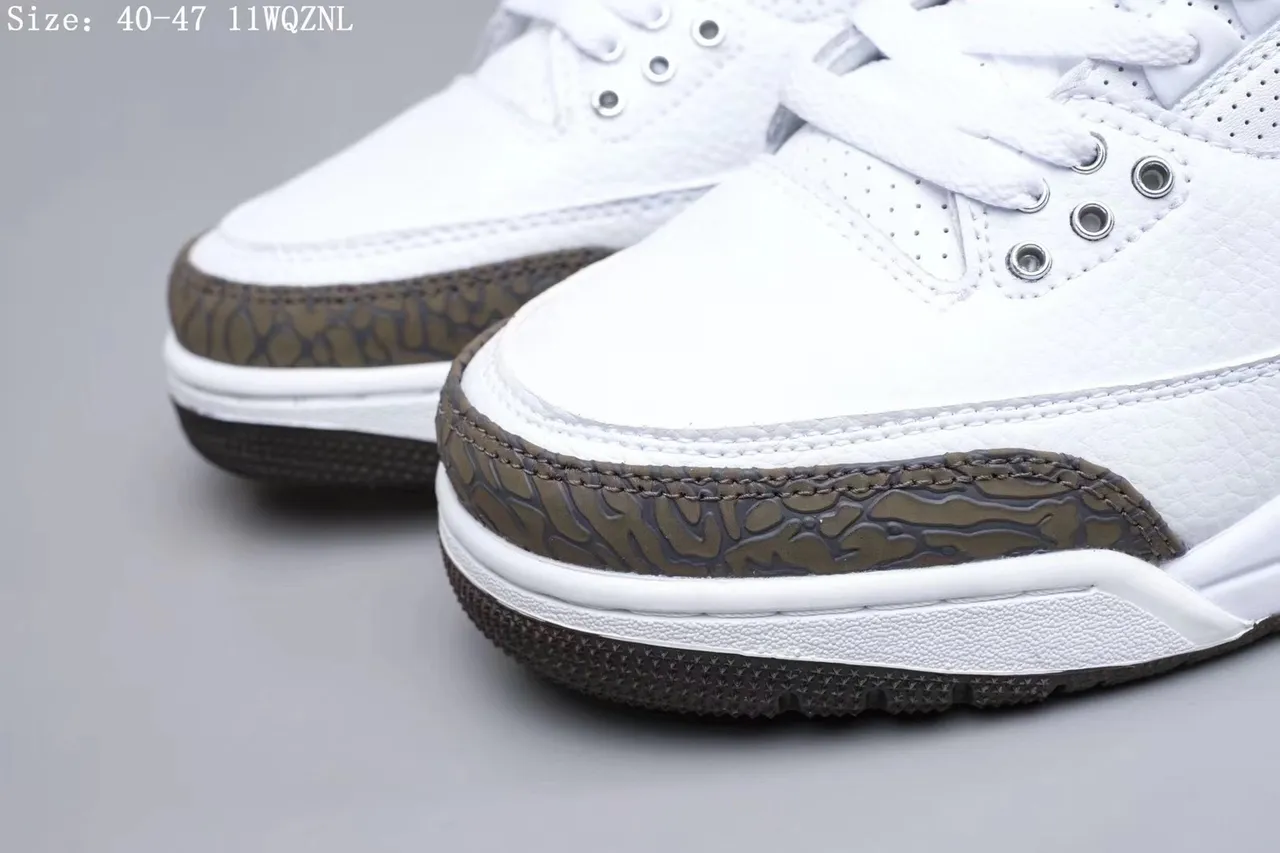 Air Jordan 3 सफेद हाथी प्रिंट बास्केटबॉल जूते 2