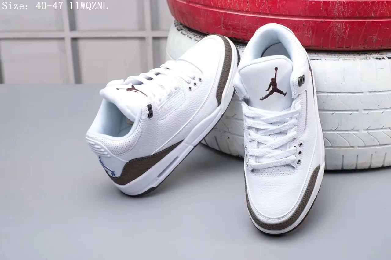 Air Jordan 3 सफेद हाथी प्रिंट बास्केटबॉल जूते 4