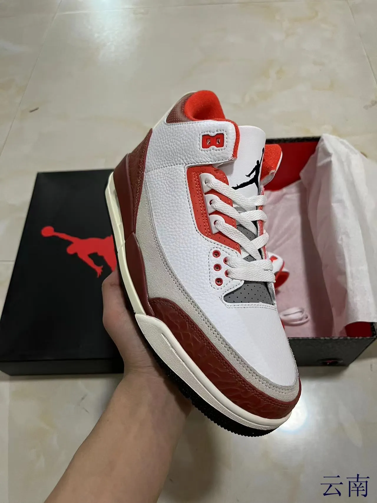 Air Jordan 3 Blanco Rojo Elefante Zapatillas de Baloncesto 2