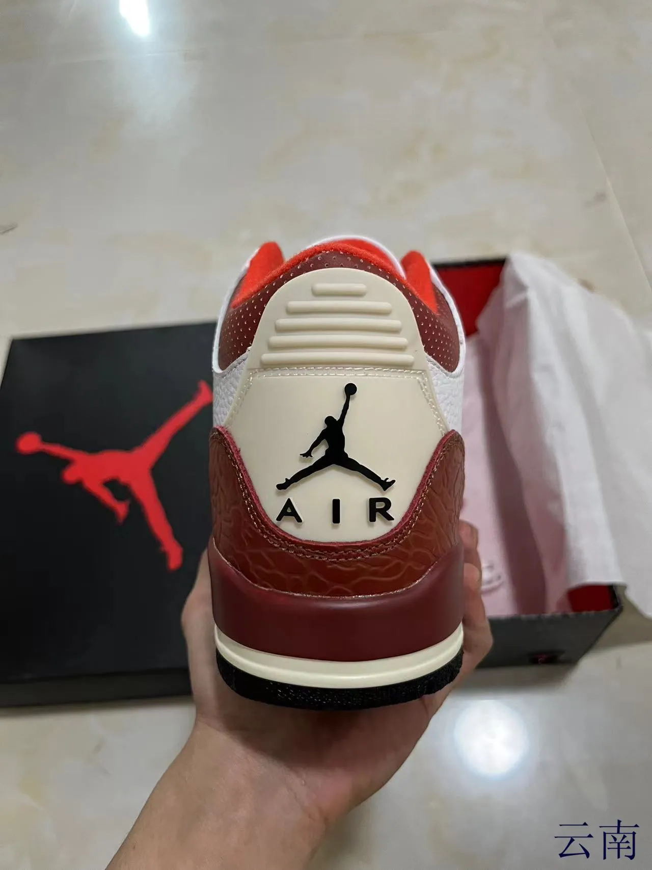 Air Jordan 3 Blanco Rojo Elefante Zapatillas de Baloncesto 7