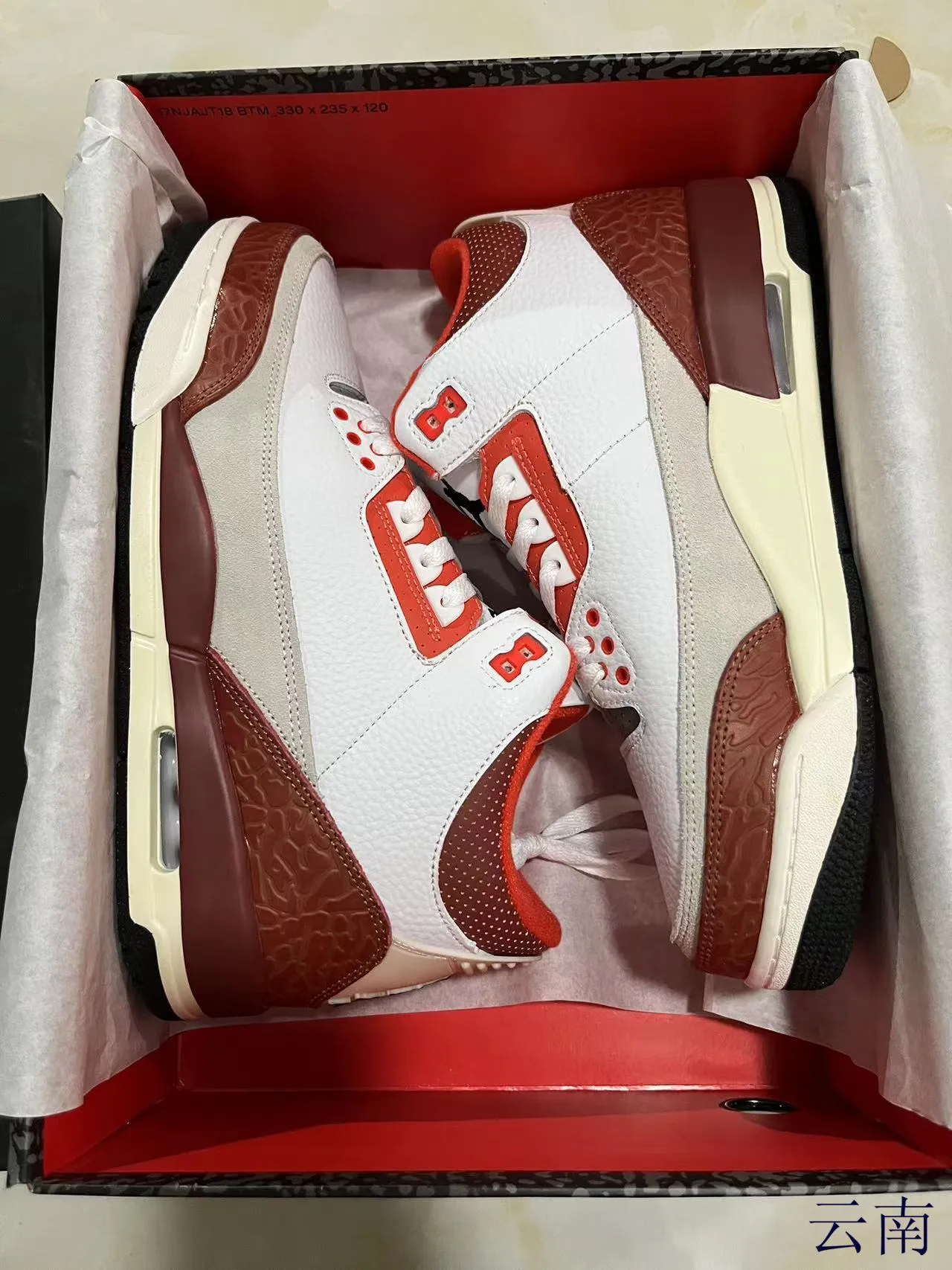 Air Jordan 3 Blanco Rojo Elefante Zapatillas de Baloncesto 8