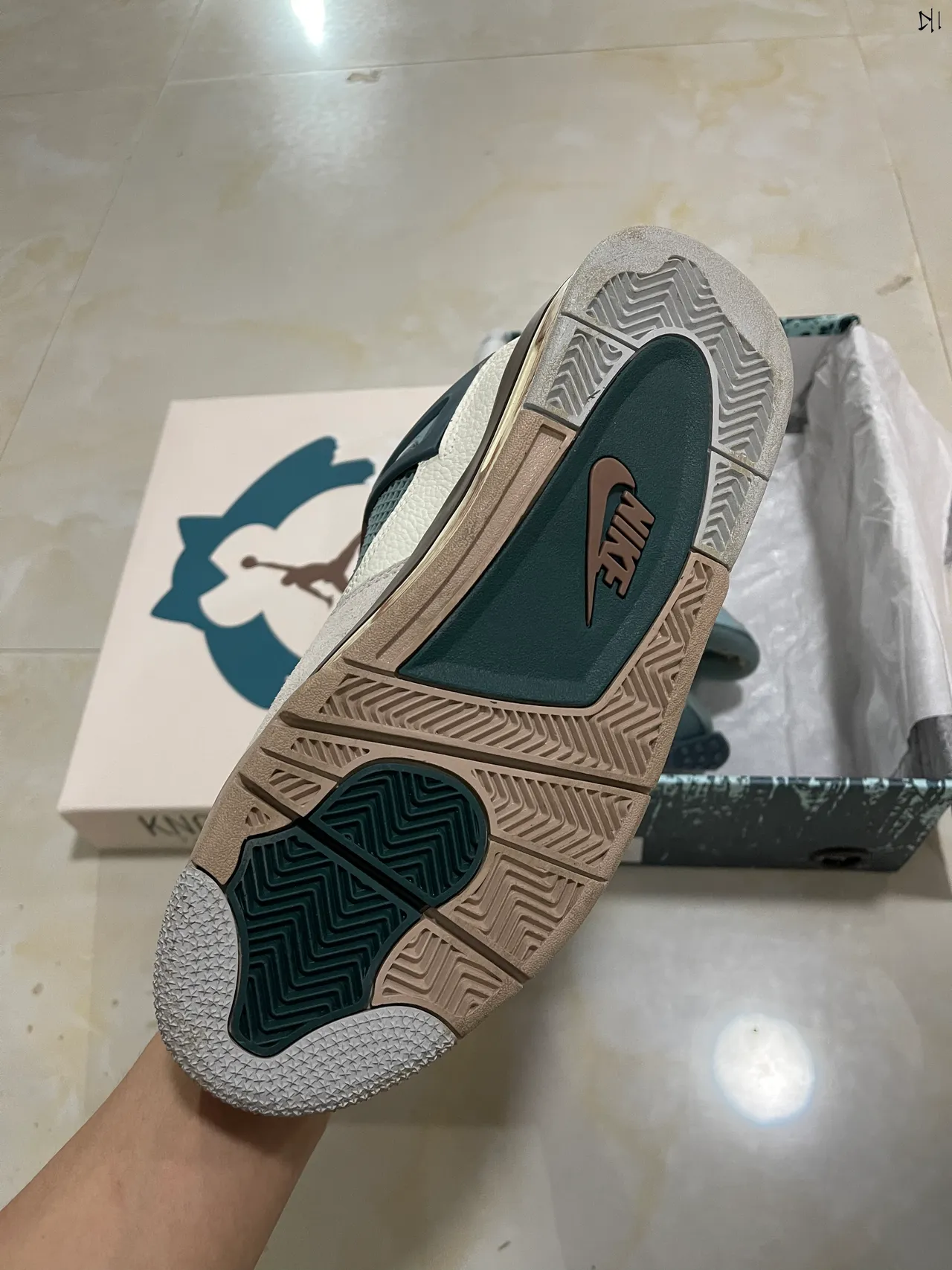 Air Jordan 4 米色水鸭蓝棕色篮球鞋 5
