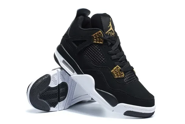 Air Jordan 4 Preto e Dourado Tênis de Basquete 3