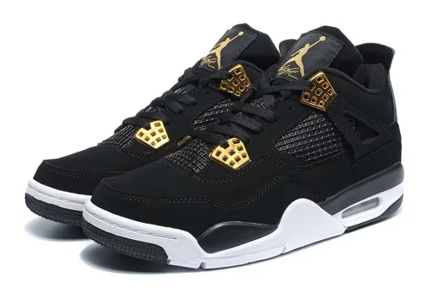 Air Jordan 4 Preto e Dourado Tênis de Basquete 5