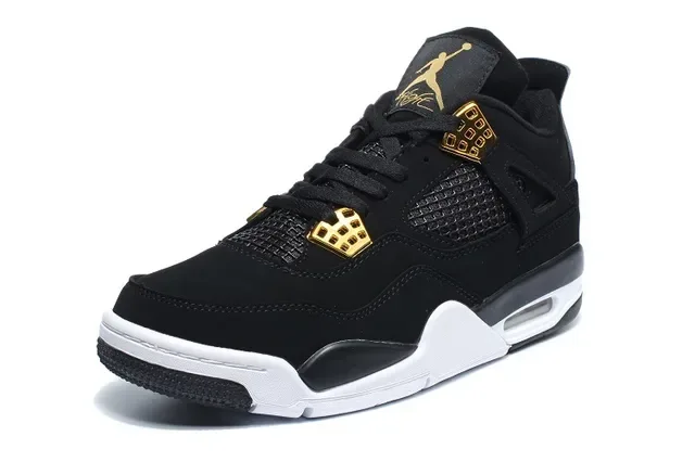 Air Jordan 4 Preto e Dourado Tênis de Basquete 6