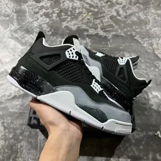 Air Jordan 4 Preto Cinza Salpicado Tênis de Basquete