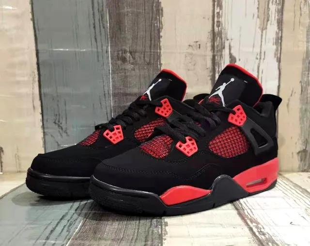 Air Jordan 4 কালো লাল বাস্কেটবল জুতো 3