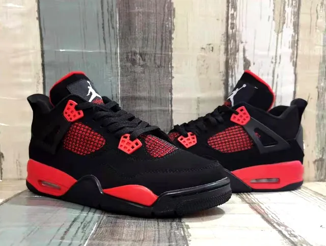 Air Jordan 4 কালো লাল বাস্কেটবল জুতো 4