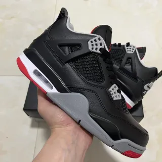 Air Jordan 4 Preto Vermelho Cinza Tênis de Basquete