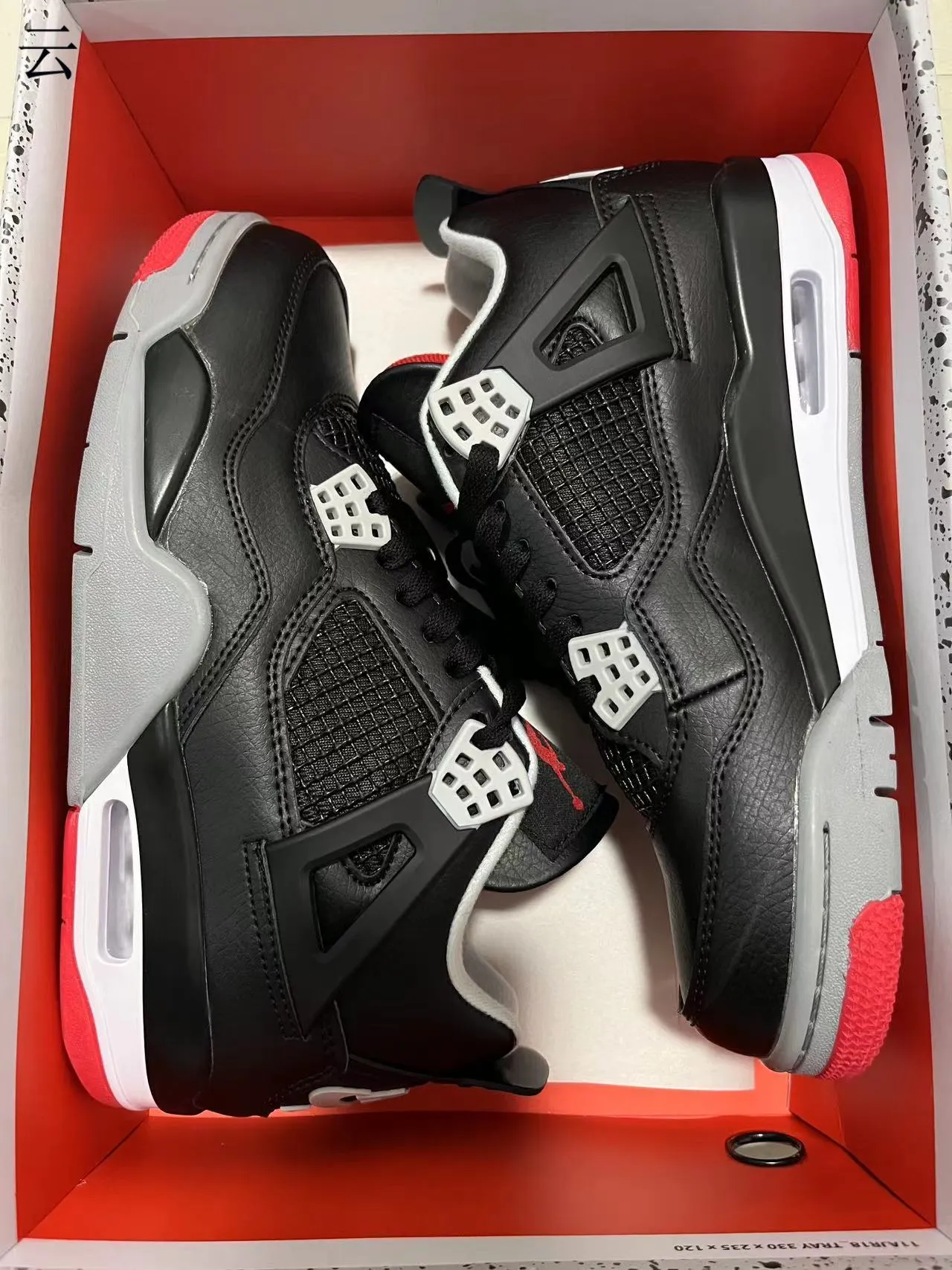Air Jordan 4 Negro Rojo Gris Zapatos de Baloncesto 3