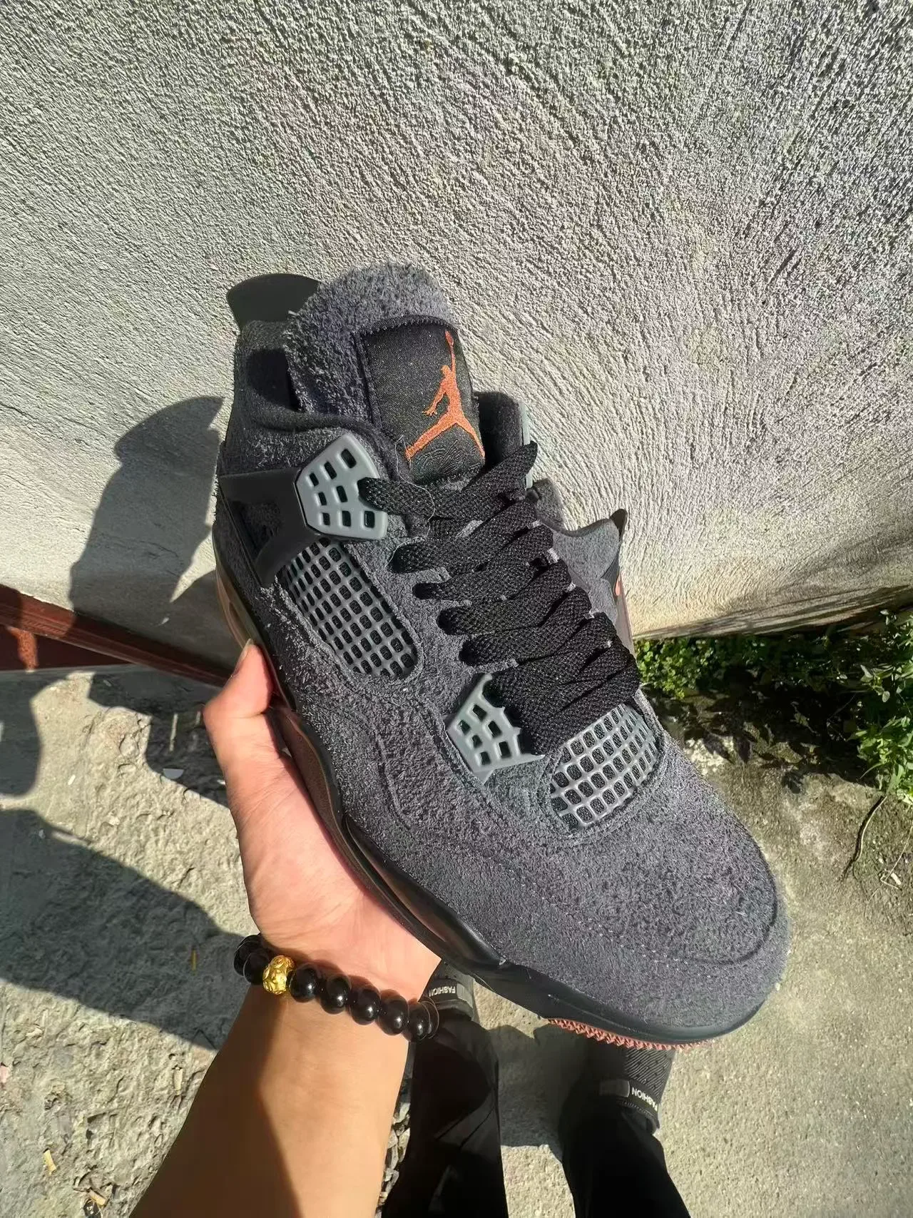 Air Jordan 4 Gray Black Beige Orange Basketball Shoes 2