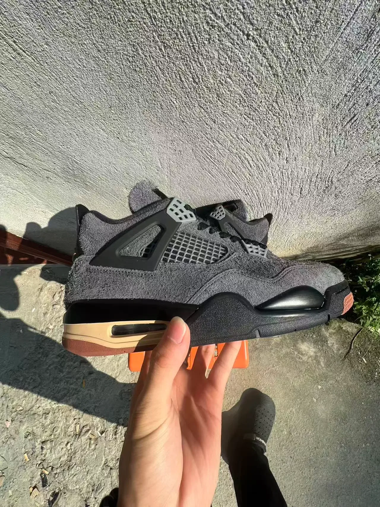 Air Jordan 4 Gray Black Beige Orange Basketball Shoes 7